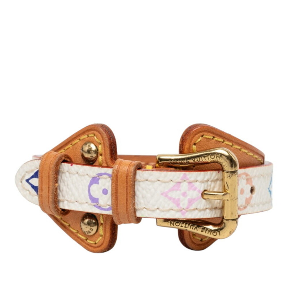 LOUIS VUITTON White Monogram Leather Charm Bracelet